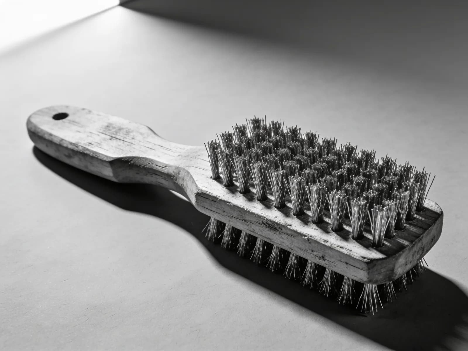 Wire Brush — Crimped steel bristles, hardwood handle